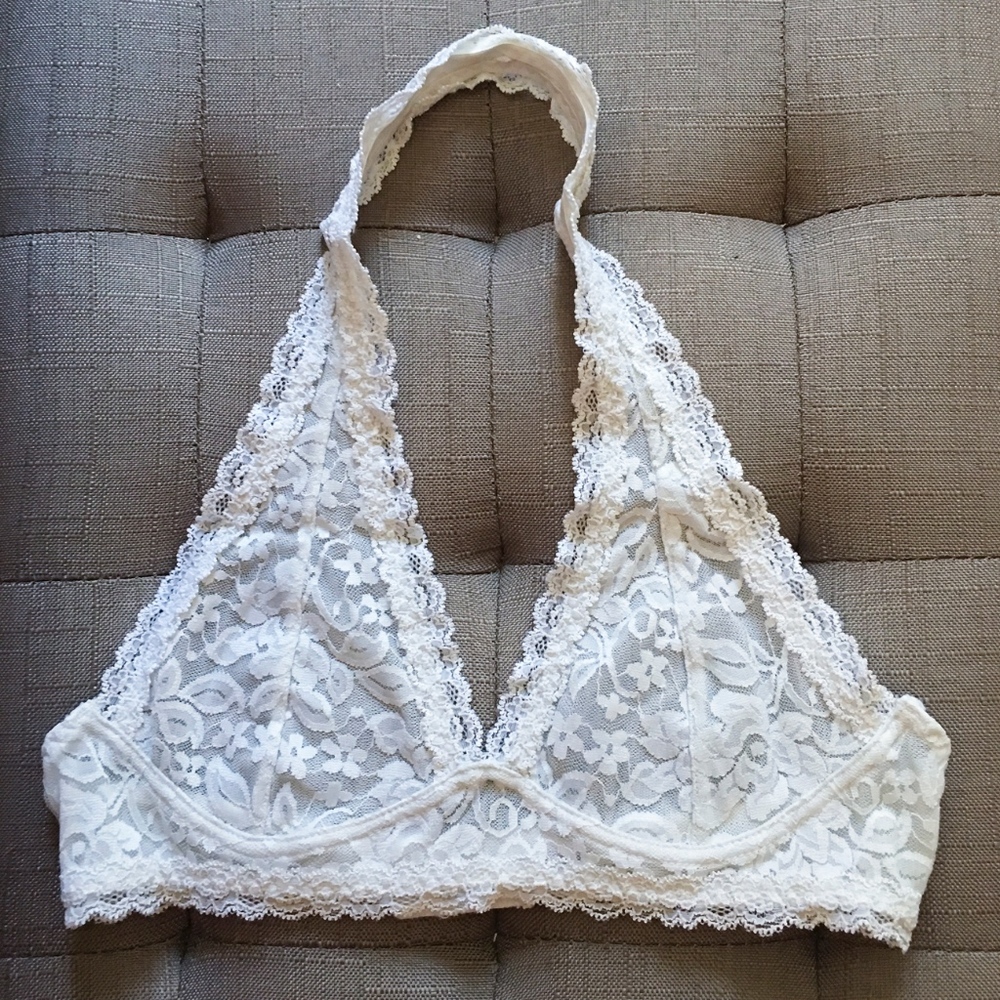 Target Brand Bright White Lace Halter Bralette